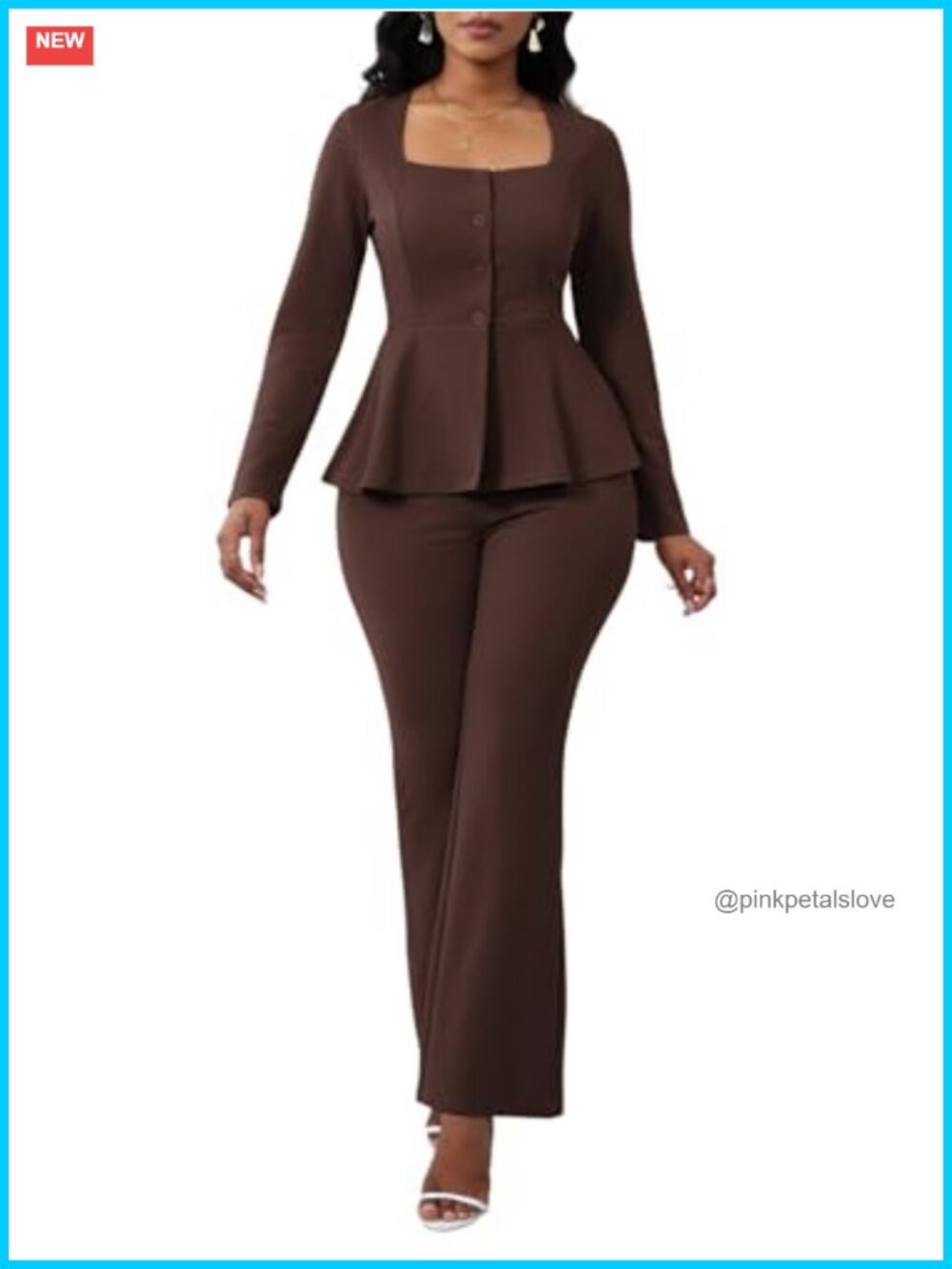 Women's 2 Piece Pantsuit Set Business Casual Blazer & Flare Pants